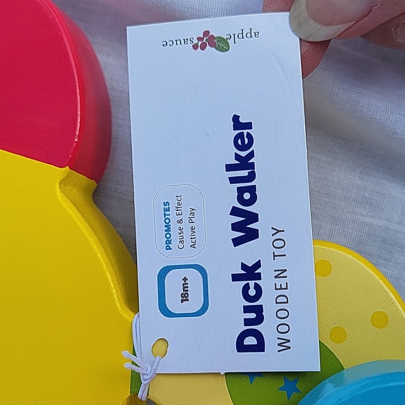 Applesauce Duck Walker wooden toy, flappy feet, handle unscrews, NWT - Picture 6 of 8